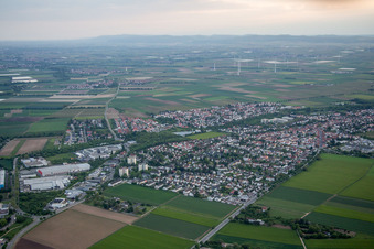 Aerial view of District Horchheim in Worms in the state Rhineland-Palatinate, Germany