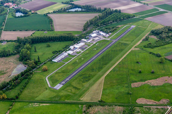 Runway with tarmac terrain of airfield in Worms in the state Rhineland-Palatinate, Germany