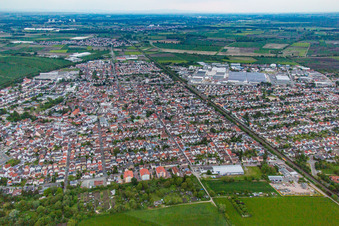 City divided by the railway line in Bürstadt in the state Hesse, Germany