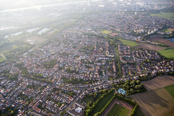 Aerial view of District Edigheim in Ludwigshafen am Rhein in the state Rhineland-Palatinate, Germany