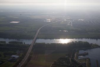 A6 motorway bridge over the Rhine in the district Sandhofen in Mannheim in the state Baden-Wuerttemberg, Germany