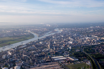 District BASF in Ludwigshafen am Rhein in the state Rhineland-Palatinate, Germany seen from a drone