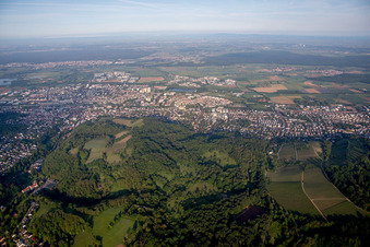 Aerial photograpy of From the east in the district Auerbach in Bensheim in the state Hesse, Germany