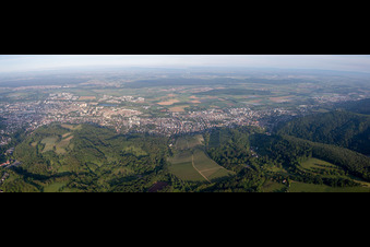 From the east in the district Auerbach in Bensheim in the state Hesse, Germany out of the air