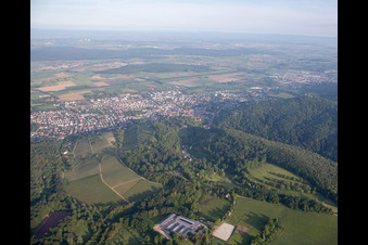 From the east in the district Auerbach in Bensheim in the state Hesse, Germany seen from above
