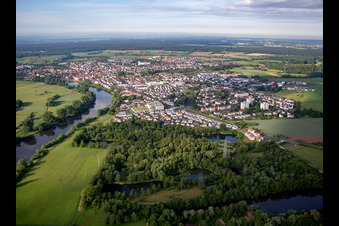 Village on the river bank areas of the Main river in Seligenstadt in the state Hesse, Germany