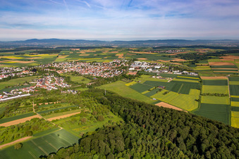Aerial view of District Heldenbergen in Nidderau in the state Hesse, Germany