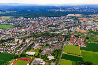 City overview from the north in Bruchköbel in the state Hesse, Germany