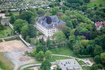 Aerial view of Castle Babenhausen in Babenhausen in the state Hesse, Germany