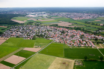From the east in the district Altheim in Münster in the state Hesse, Germany