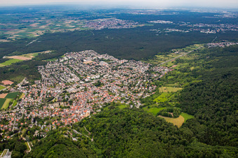Aerial view of From the southeast in the district Seeheim in Seeheim-Jugenheim in the state Hesse, Germany