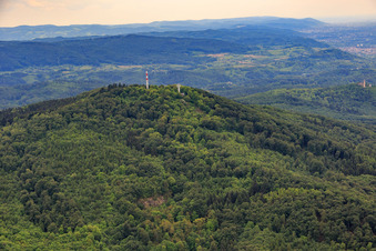 Transmission masts on the Melibokus in the district Hochstädten in Bensheim in the state Hesse, Germany