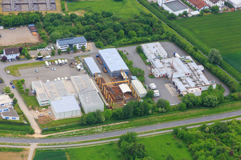 Neuwiesenfeld industrial area with FRIPA GmbH, Norbert Lulay GmbH and Fritsch GmbH in Bensheim in the state Hesse, Germany