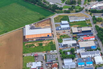 Lindberghstraße industrial area with PSH Bau GmbH and M + F Bautechnik Sanierungstechnik GmbH in Bensheim in the state Hesse, Germany