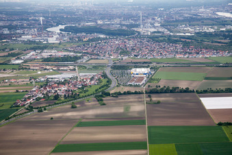 Aerial view of Scharhof, IKEA in the district Sandhofen in Mannheim in the state Baden-Wuerttemberg, Germany