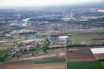 Aerial photograpy of Scharhof, IKEA in the district Sandhofen in Mannheim in the state Baden-Wuerttemberg, Germany