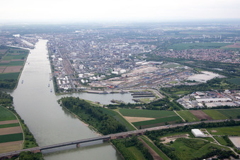 District BASF in Ludwigshafen am Rhein in the state Rhineland-Palatinate, Germany from above