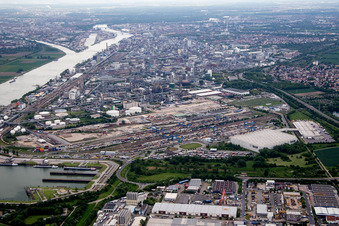 District BASF in Ludwigshafen am Rhein in the state Rhineland-Palatinate, Germany out of the air