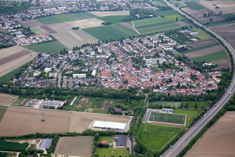 Aerial view of District Mörsch in Frankenthal in the state Rhineland-Palatinate, Germany