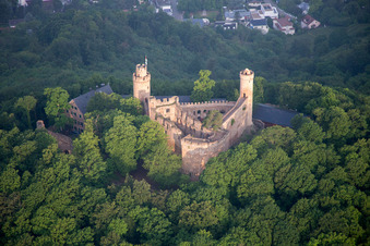 Castle Auerbach in the district Auerbach in Bensheim in the state Hesse, Germany seen from above