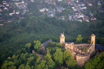 Castle Auerbach in the district Auerbach in Bensheim in the state Hesse, Germany from the plane