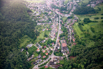 Aerial view of District Kirschhausen in Heppenheim in the state Hesse, Germany
