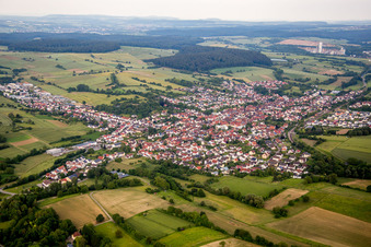 Aerial view of From the west in the district Jöhlingen in Walzbachtal in the state Baden-Wuerttemberg, Germany