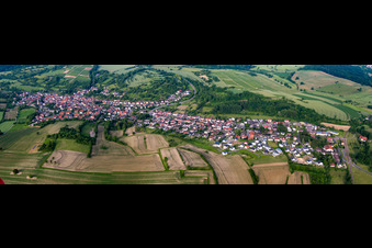 Panorama of the town from the west in the district Oberöwisheim in Kraichtal in the state Baden-Wuerttemberg, Germany