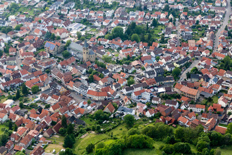 Church building in Old Town- center of downtown in Oestringen in the state Baden-Wurttemberg, Germany