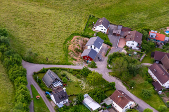 Aerial view of District Brombach in Eberbach in the state Baden-Wuerttemberg, Germany