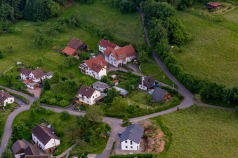 District Brombach in Eberbach in the state Baden-Wuerttemberg, Germany seen from a drone