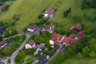 District Brombach in Eberbach in the state Baden-Wuerttemberg, Germany seen from above