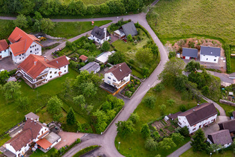 District Brombach in Eberbach in the state Baden-Wuerttemberg, Germany from the plane