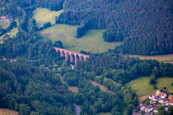 Viaduct of the railway bridge structure to route the railway tracks in the district Ebersberg in Erbach in the state Hesse, Germany