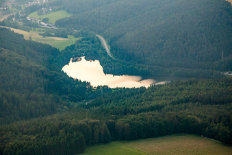 Aerial view of Marbach, Marbach Reservoir in the district Hetzbach in Oberzent in the state Hesse, Germany