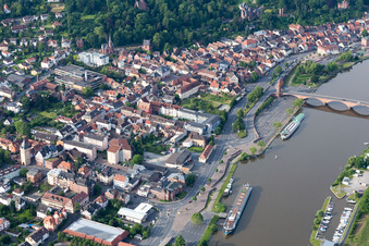 Aerial view of Old Town area and city center in Miltenberg in the state Bavaria, Germany