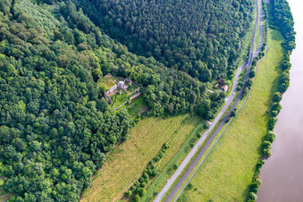 Aerial photograpy of Kollenburg in Dorfprozelten in the state Bavaria, Germany