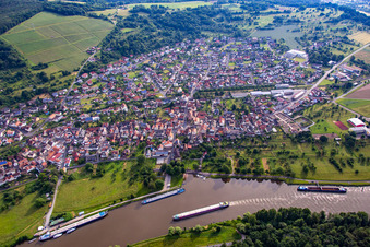 Village on the river bank areas of the Main river in Dorfprozelten in the state Bavaria