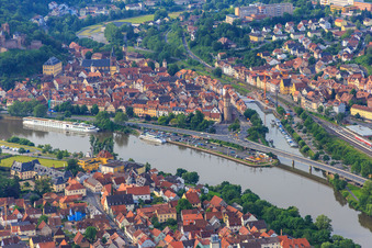 Historic old town on the Main with Spitzer Turm in Wertheim in the state Baden-Wuerttemberg, Germany