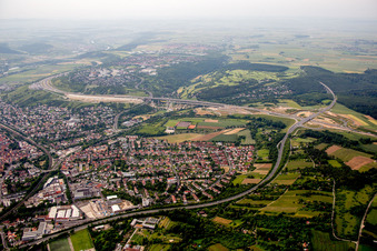Town View of the streets and houses of the residential areas in the district Heidingsfeld in Wuerzburg in the state Bavaria, Germany