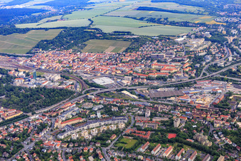 Aerial view of University Hospital Würzburg (UKW) in the district Grombühl in Würzburg in the state Bavaria, Germany