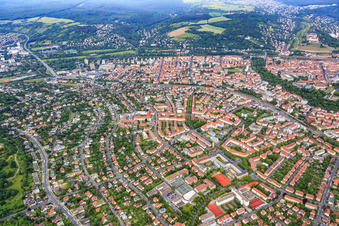 Zeppelinstraße from the east in the district Frauenland in Würzburg in the state Bavaria, Germany