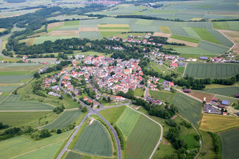 Aerial view of District Kleineibstadt in Großeibstadt in the state Bavaria, Germany