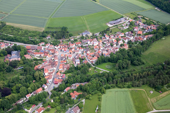 Aerial view of District Waltershausen in Saal an der Saale in the state Bavaria, Germany