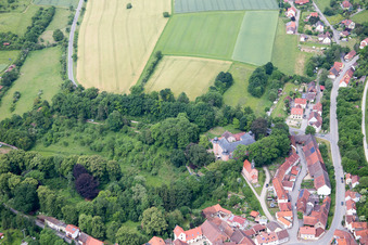 Aerial view of Castle Waltershausen in the district Waltershausen in Saal an der Saale in the state Bavaria, Germany