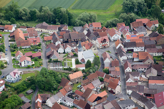 Aerial view of Village view in the district Gollmuthhausen in Hoechheim in the state Bavaria, Germany
