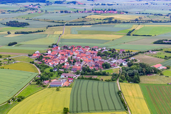 Aerial view of District Rothausen in Höchheim in the state Bavaria, Germany