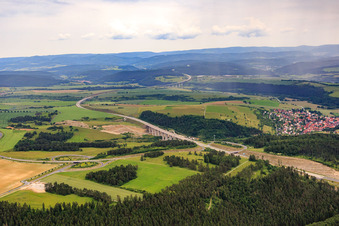 A71 valley bridge over former gravel pit in Rohr in the state Thuringia, Germany