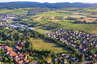 Aerial view of District Altenstadt in Wissembourg in the state Bas-Rhin, France