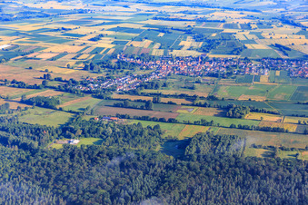 Aerial photograpy of Village view from the south in Kapsweyer in the state Rhineland-Palatinate, Germany